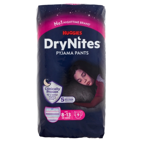 Huggies DryNites Pyjama Pants Teen Age 8-15 27-57 Kg 9 pz